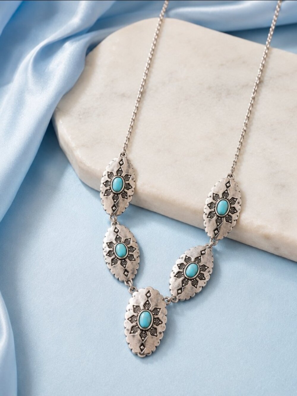 Lucky Brand Women's Southwestern Turquoise/Aqua Statement Necklace NWT w/Box